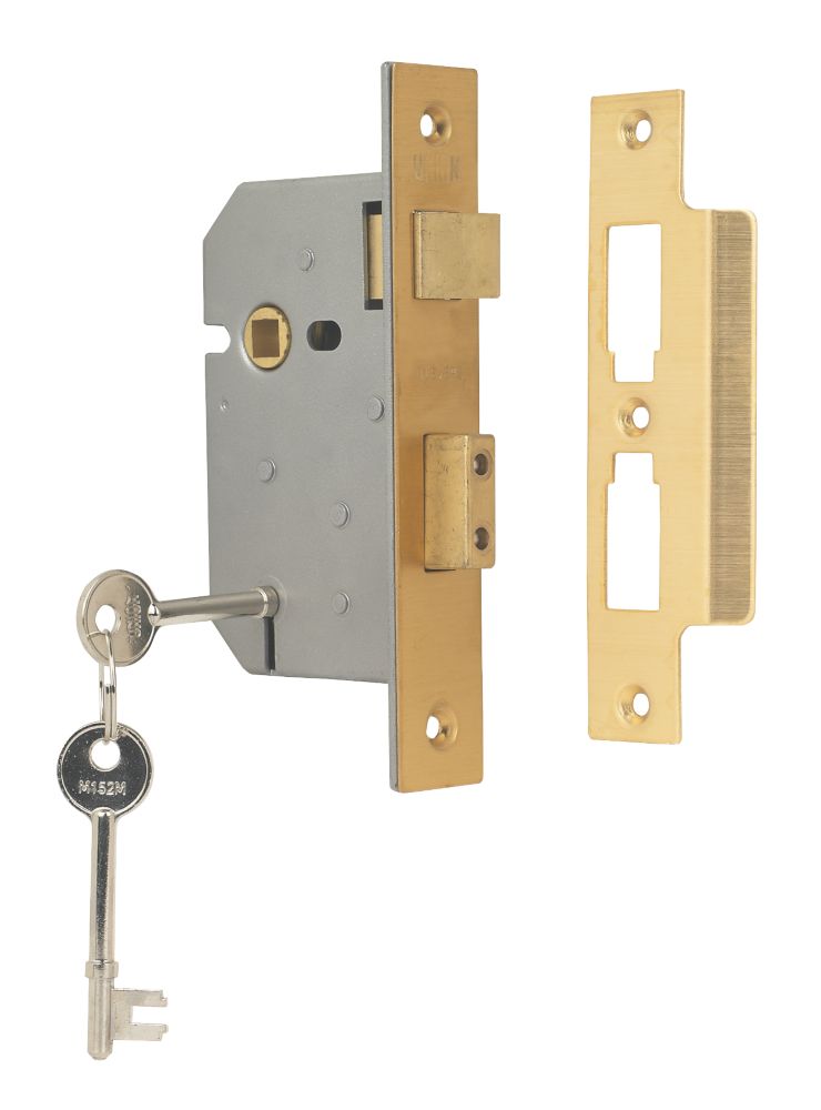 Union 3 Lever EN 1634 1 Mortice Sashlock Brass 2quot 64mm