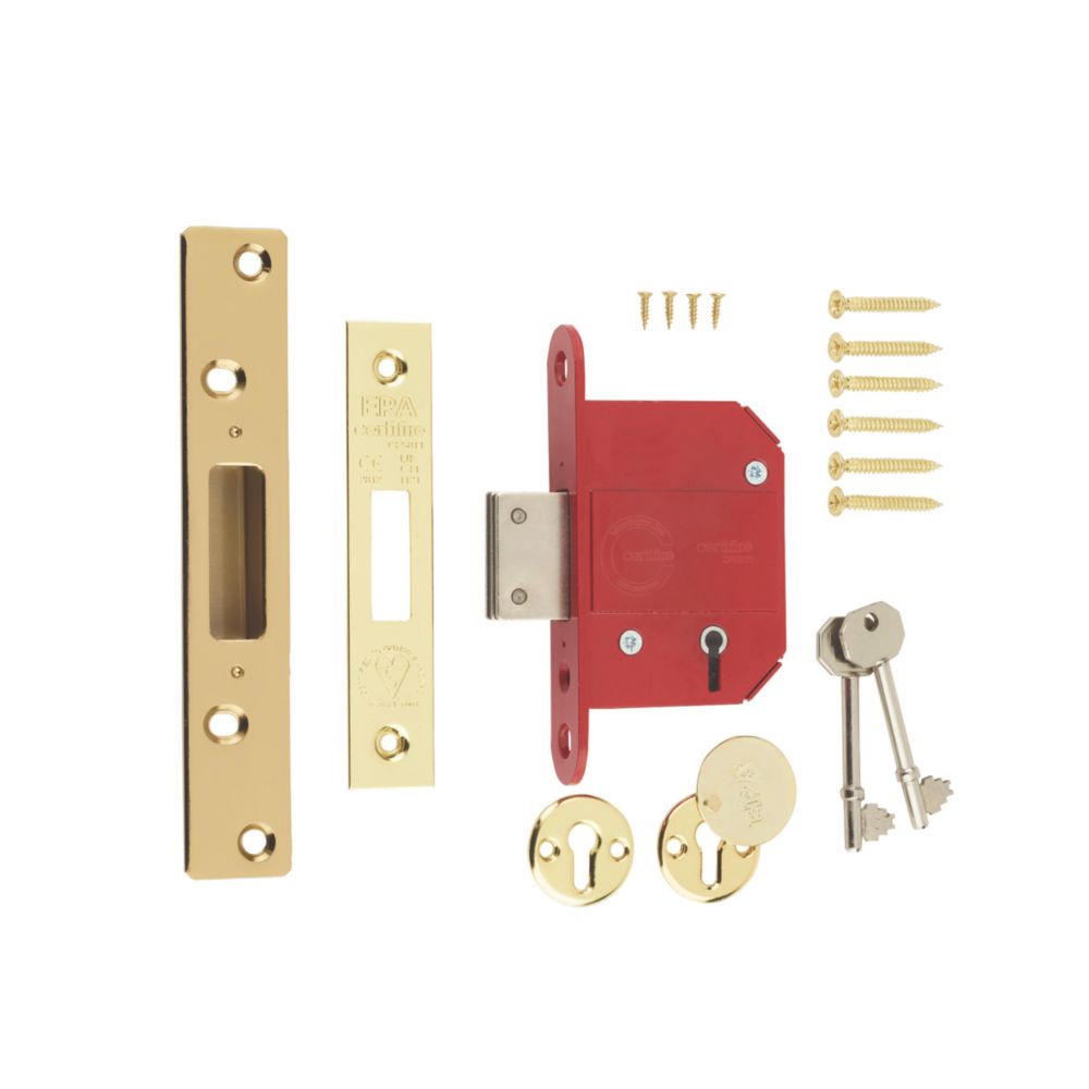 5 Lever BS 3621 2007 Mortice Deadlock Brass 2quot 64mm