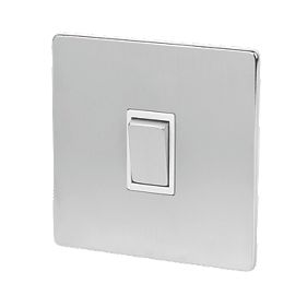 LAP 1 Gang 2 Way 10AX Switch Flat Plate Brushed Chrome with White Insert