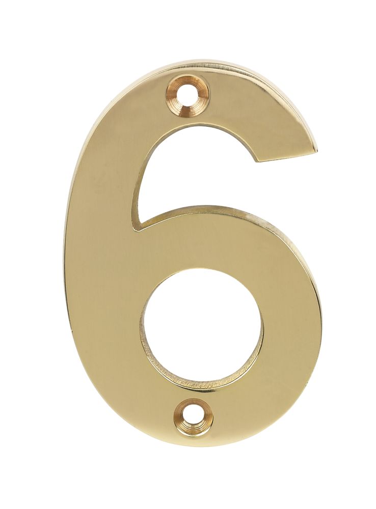 Polished Brass Door Numeral No. 6 or 9 - 75mm
