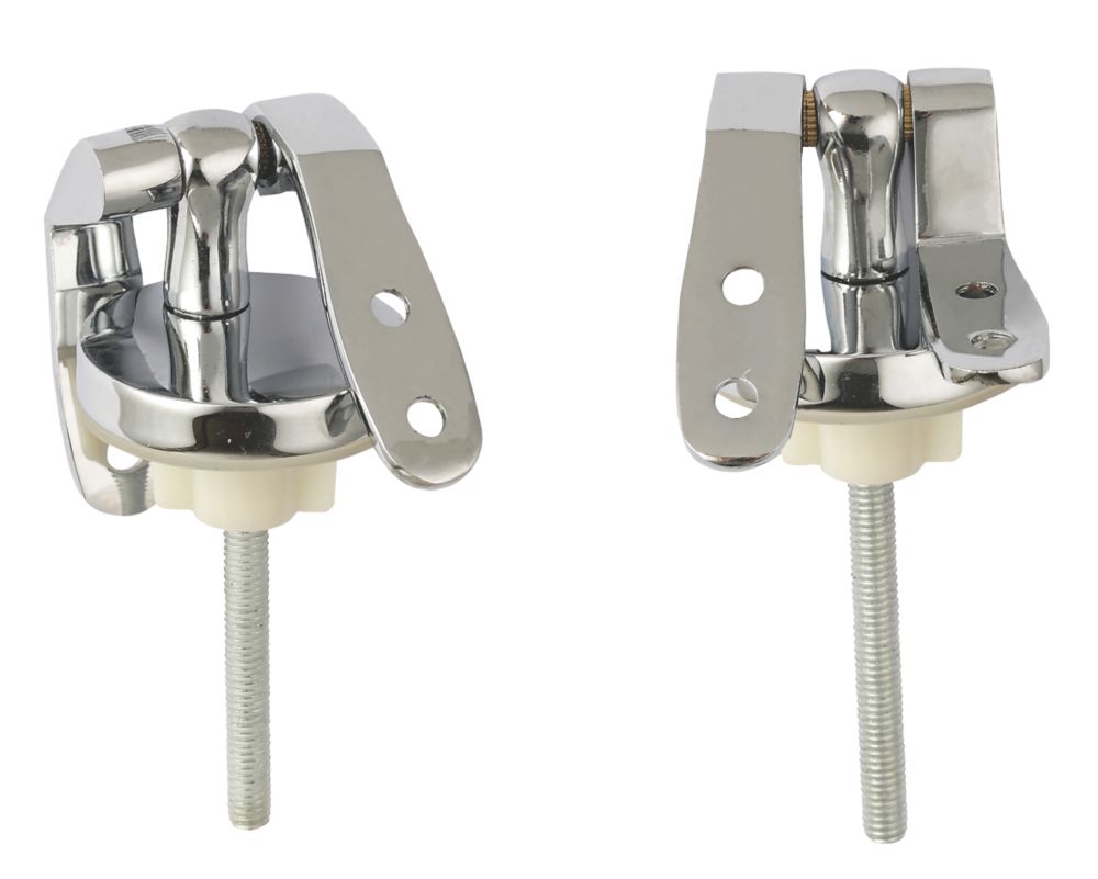 Unbranded Wooden Toilet Seat Hinges Chrome Pack of 2