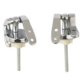 Unbranded Wooden Toilet Seat Hinges Chrome Pack of 2