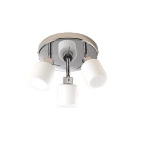 Chrome & White 3-Plate Bathroom Spotlight 25W