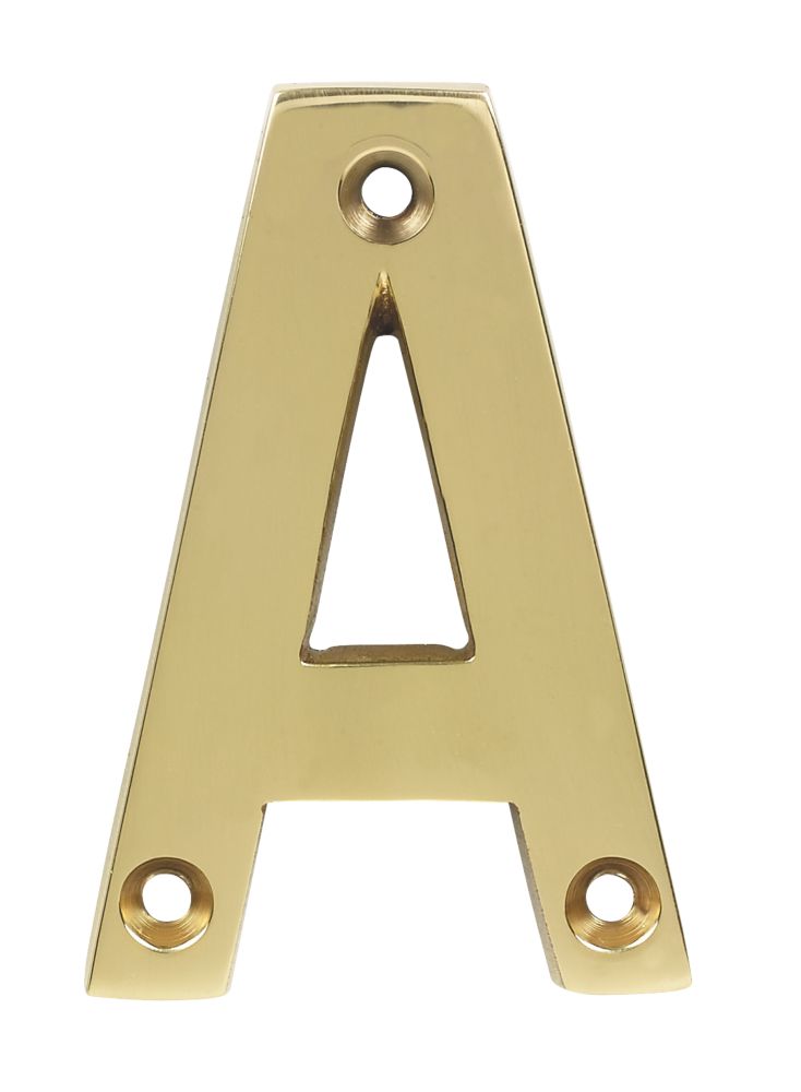 Polished Brass Door Numeral Letter A - 75mm