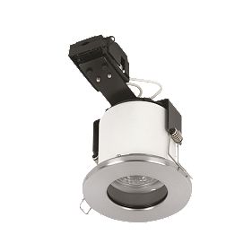 Linolite:Sylvania Fixed Round Mains Volt. FRd Downlight Brushed Steel 240V