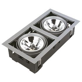 Halolite Double Halogen Adjustable - Tilt ALU111 Grey Recessed Multiple