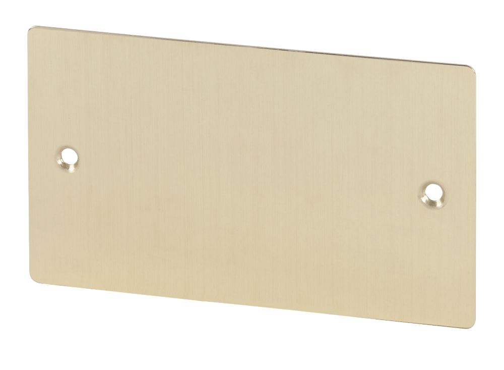 Volex 2G Blank Plate Brushed Brass Flat Plate
