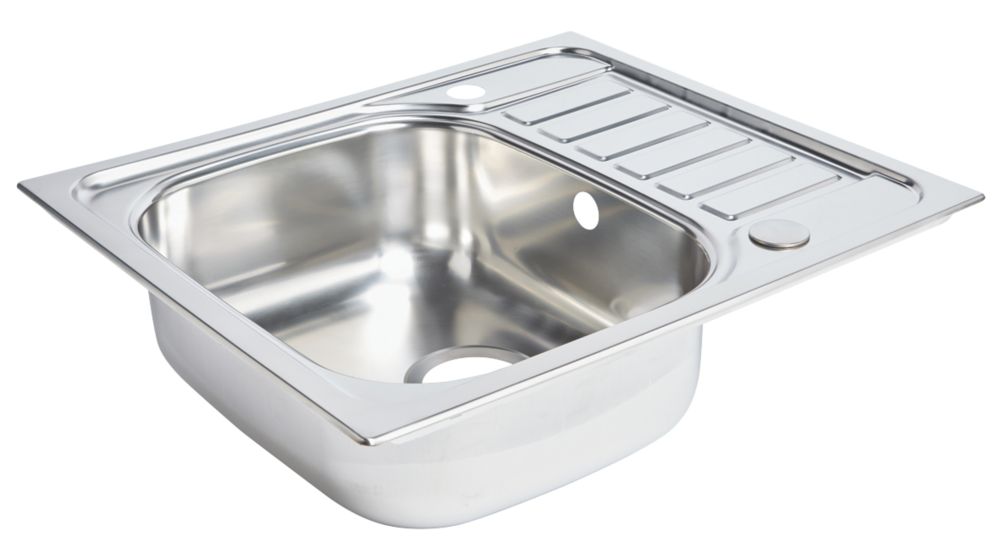 Spacesaver sink Stainless steel 1 bowl Polished | Sinks | Screwfix.com