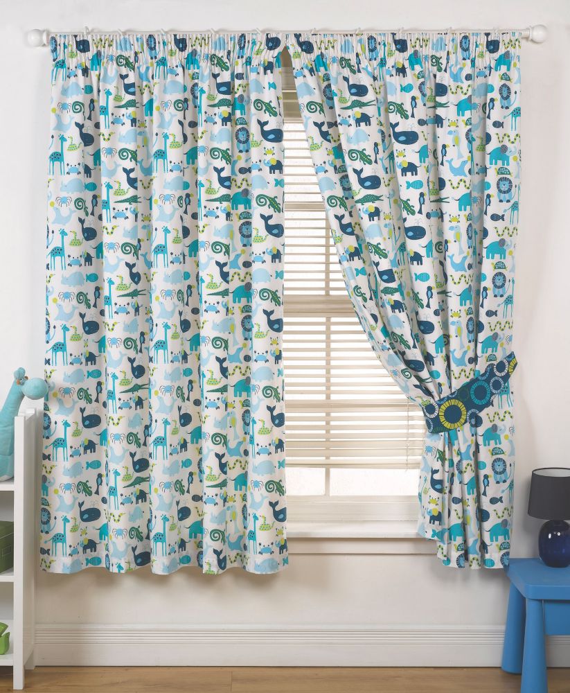 BampQ Animal Circus Blue amp Green Curtains 183 x 168cm L Pair