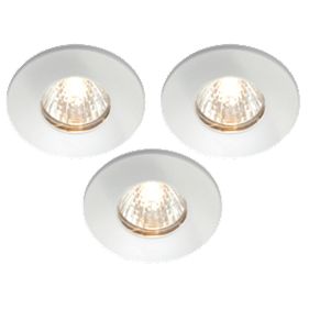 Fixed White 240V Mains Voltage Bathroom Downlight Pack of 3