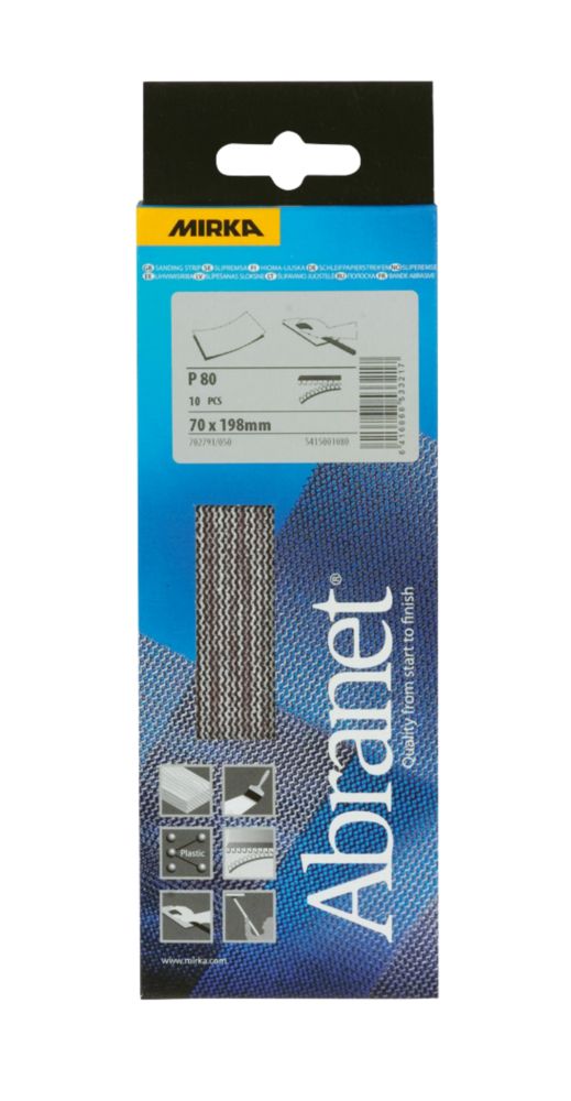Abranet Sanding Sheets 70 x 198mm 80 Grit Pack of 10