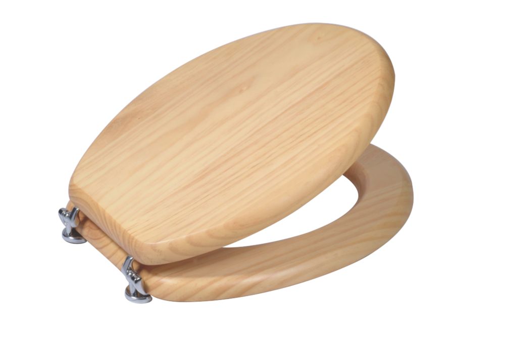 Unbranded Natural Pine Solid Wood Toilet Seat