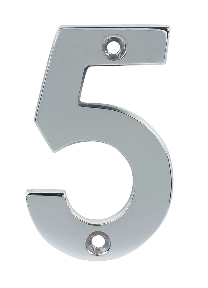 Polished Chrome Door Numeral No. 5 - 75mm