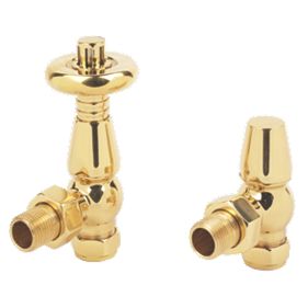 Oxford Traditional Angled Thermostatic Radiator Valve Brass 15mm