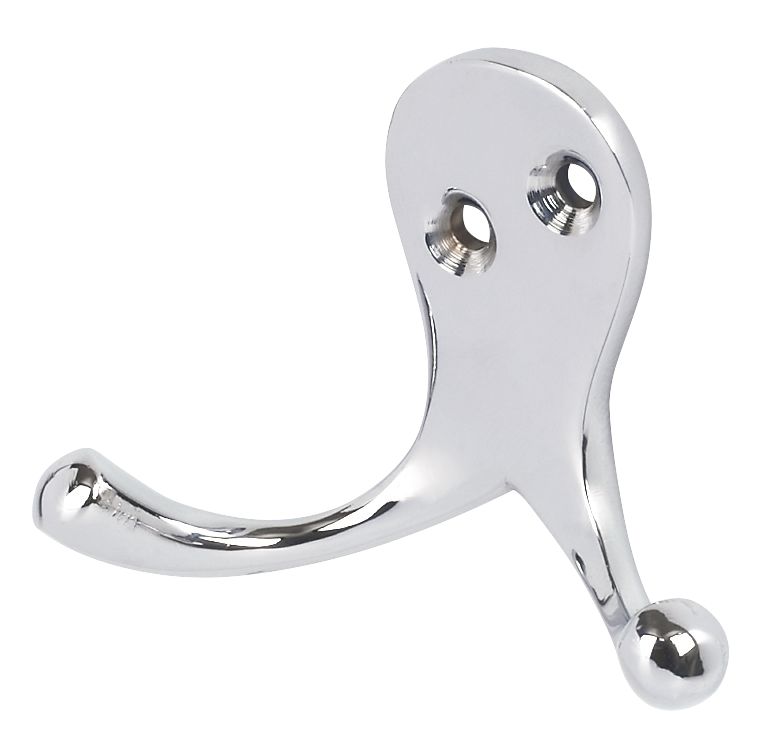 Smith & Locke Double Robe Hooks Polished Chrome 49mm 5 Pack | Single ...