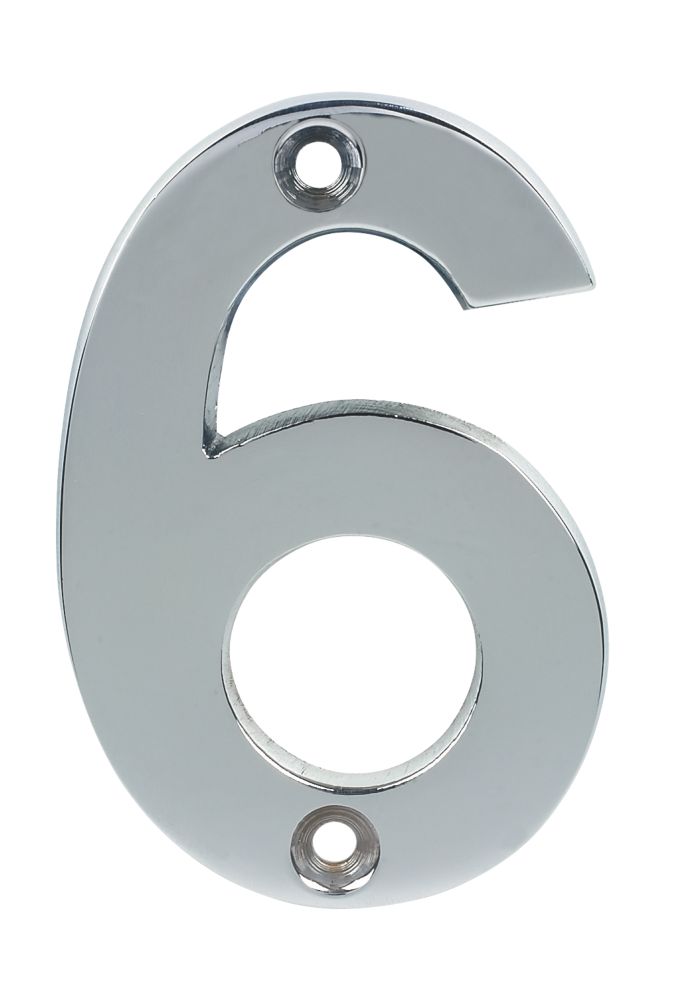 Polished Chrome Door Numeral No. 6 or 9 - 75mm
