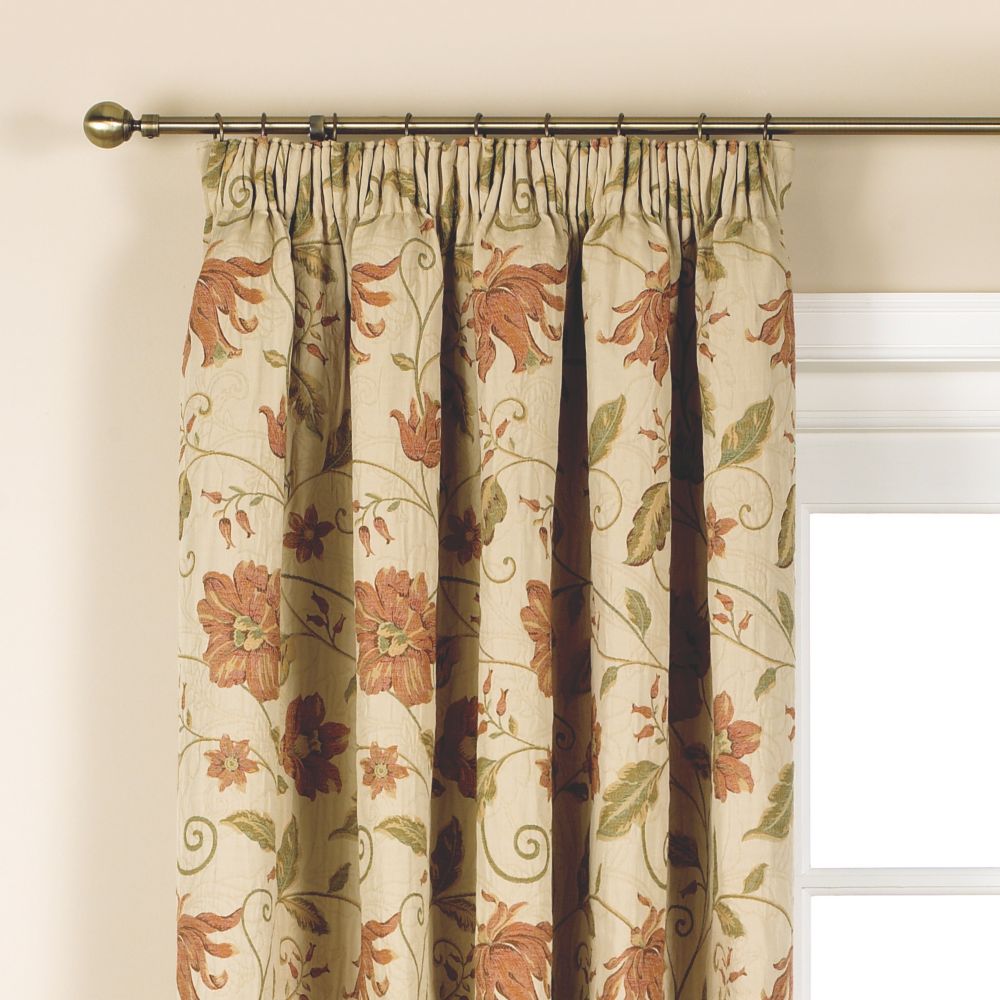 Colours by BampQ Gardenia Pleated Curtains Cream Floral 168 x 137cm L
