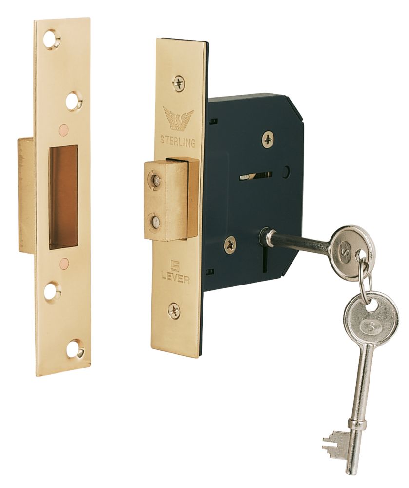 Sterling 5 Lever Mortice Deadlock Brass 2quot 64mm