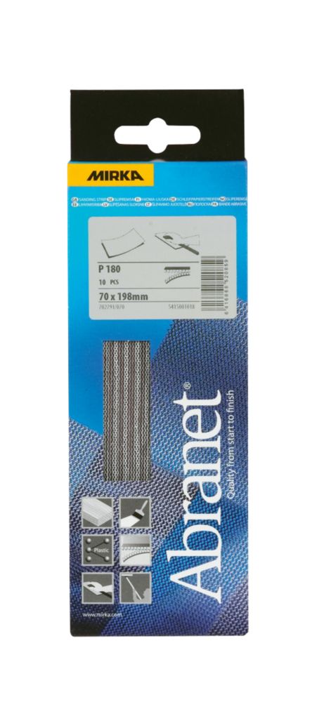 Abranet Sanding Sheets 70 x 198mm 180 Grit Pack of 10