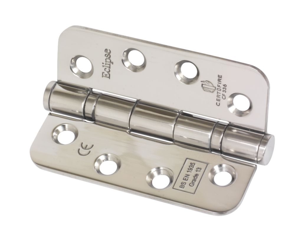 BB Fire Hinge Rad Corners Grade 13 Polished SS 102 x 76mm Pack of 3