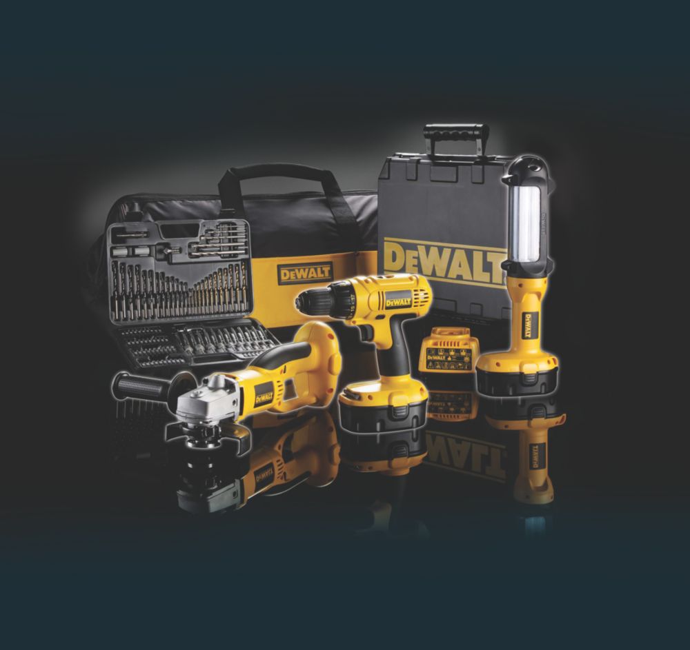 DeWalt DC729PB-GB 18V Drill Driver, Angle Grinder & Torch Triple Pack