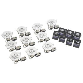 Robus Fixed Round Mains Voltage Downlight White 240V Pack of 10