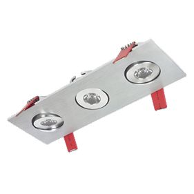 Lumiance Motto LED Square Plate Triple Fixed LED Brushed Chrome Downlight