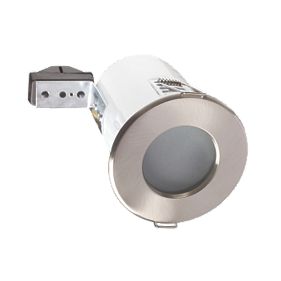 Robus Fixed Round Mains Voltage Fire Rated Downlight Br. Chrome IP65 240V