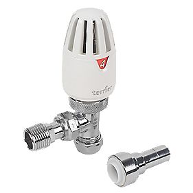 Pegler Terrier II White and Chrome TRV and Connector 15mm Angled