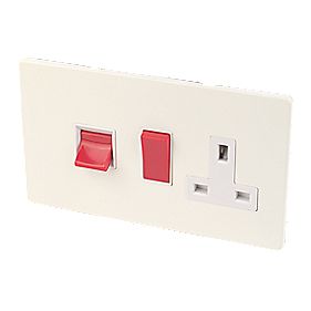 Varilight White Choc Cooker Panel 45A Switch 13A Switch Socket