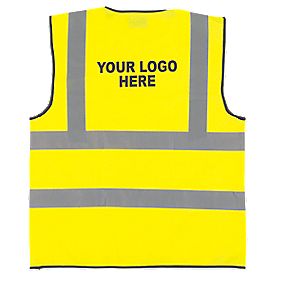 Hi Vis Waistcoat with Your Print on Back Yellow Pack of 10