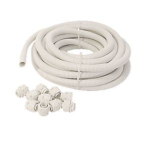 Tower Corrugated Conduit White 25mm x 10m with Adaptors and Clips