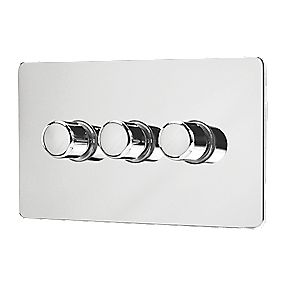 GET 3 Gang 2 Way 250W Dimmer Neutral Ins Polished Chrome