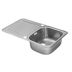 Pyramis Space Kitchen Sink Stainless Steel 1 Bowl and Drainer 800 x 490mm