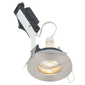 LAP Fixed Round Low Voltage Bathroom Downlight Brushed Chrome Effect 12V
