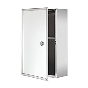 Croydex Lockable 1 Door Bathroom Medicine Cabinet Stainless Steel 250mm