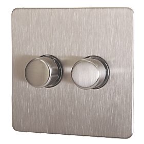 GET 2 Gang 2 Way 250W Dimmer Neutral Ins Stainless