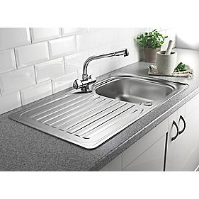 Franke 1 Bowl Inset Kitchen Sink with Reversible Drainer Stainless Steel