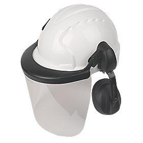 JSP EVO3 Comfort Machinery Helmet with Ear Defenders and Visor White