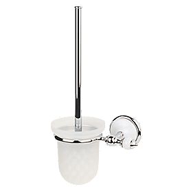 Fosse and Stratton Victoria Toilet Brush Chrome Effect and White Ceramic