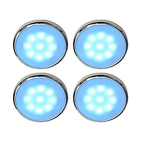 LAP Circo Disk Cabinet Downlight Blue LED Chrome Effect Pack of 4