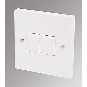 Marbo 2 Gang 2 Way 10AX Light Switch White
