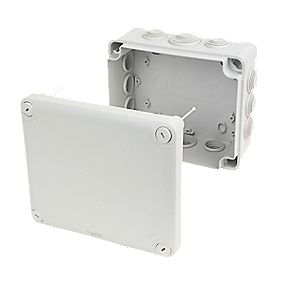 12 Terminal Junction Box with Knockouts Grey 165 x 195 x 80mm