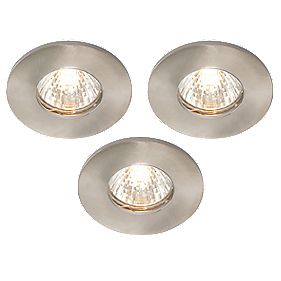 LAP Fixed Brushed Chrome 12V Low Voltage Bathroom Downlight Pack of 3