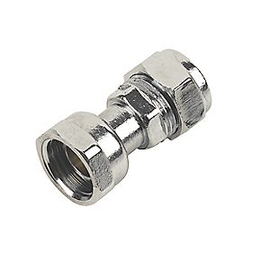 Compression Straight Tap Connector Chrome 15mm x