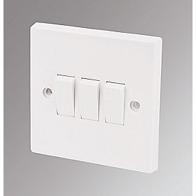 Marbo 3 Gang 2 Way 10AX Light Switch White