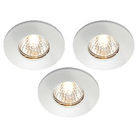 Fixed White 240V Mains Voltage Bathroom Downlight Pack of 3