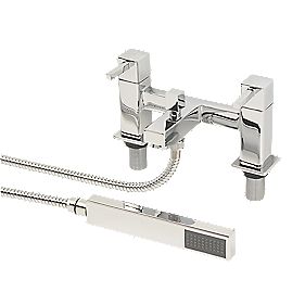 Swirl Square Dual Lever Bath Shower Mixer Taps Chrome Plated