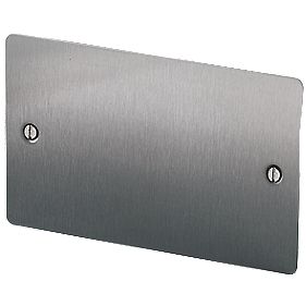 LAP 2 Gang Blank Plate Brushed Stainless Steel