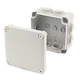 7 Terminal Junction Box with Knockouts Grey 105 x 105 x 55mm